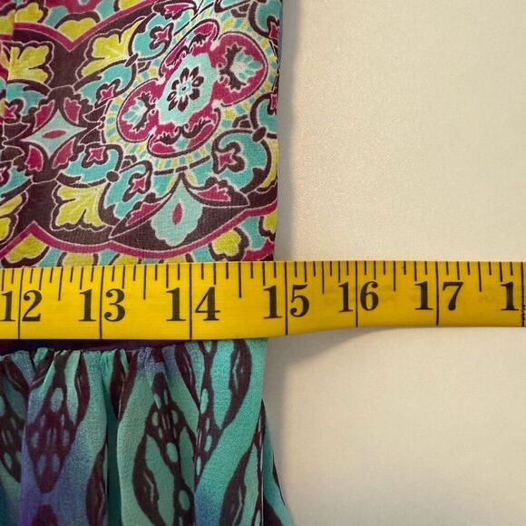 Betsey Johnson Y2K Colorful Bohemian Maxi Slip Dress Sz 10 Vacation, Party - Picture 12 of 14